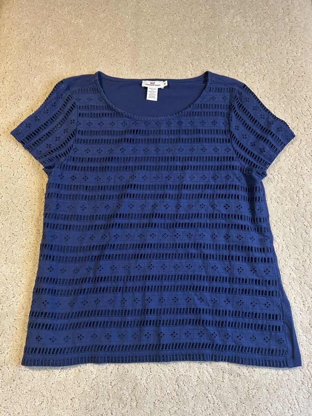 Vineyard Vines Navy Blue 100% Cotton Short‎ Sleeve Top Size Medium